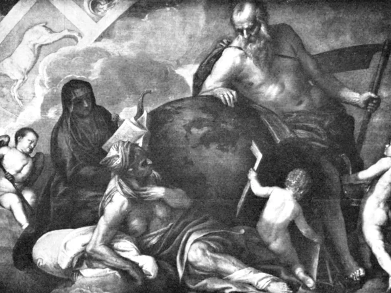 1764-Paolino Caliari - Saturn hilft der Religion die Ketzerei überwinden